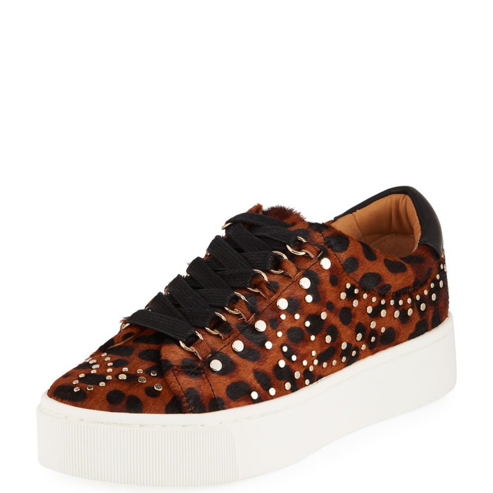 JOIE Handan Leopard Hair Leather Platform Sneakers - Picture 2 of 7